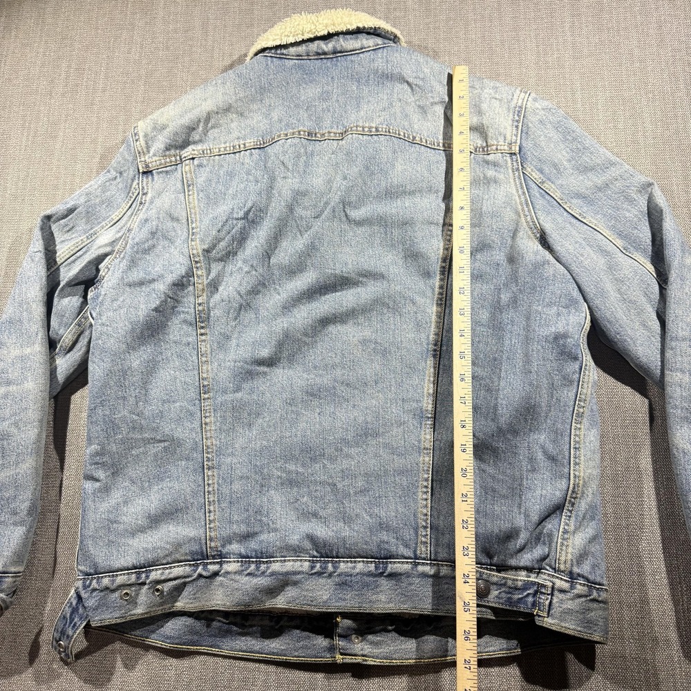 Levi's Sherpa Lined Denim Jacket Mens XL Blue Bomber Trucker Warm Coat - Picture 5 of 6